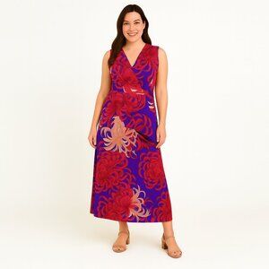 NWOT Kate & Mallory Floral Maxi Dress Tropical Boho Resort Vibes Faux Wrap Sz L